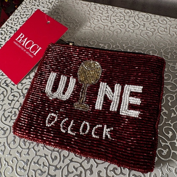 Bacci Handbags - Bacci Wine O’clock Beaded Coin Purse NWT